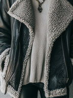 Classic Shearling Lined Eco Leather Biker Jacket