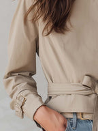 Vintage Khaki Belted Military-Inspired Jacket