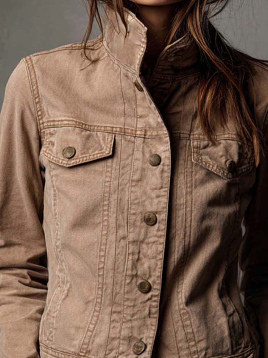 Vintage Washed Tan Denim Jacket