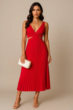 Leto - Elegant pleated evening midi dress for women
