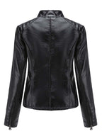 Vintage Diamond Zip-up Leather Jacket