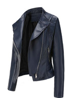 Women's Lapel Slim Leather Jacket
