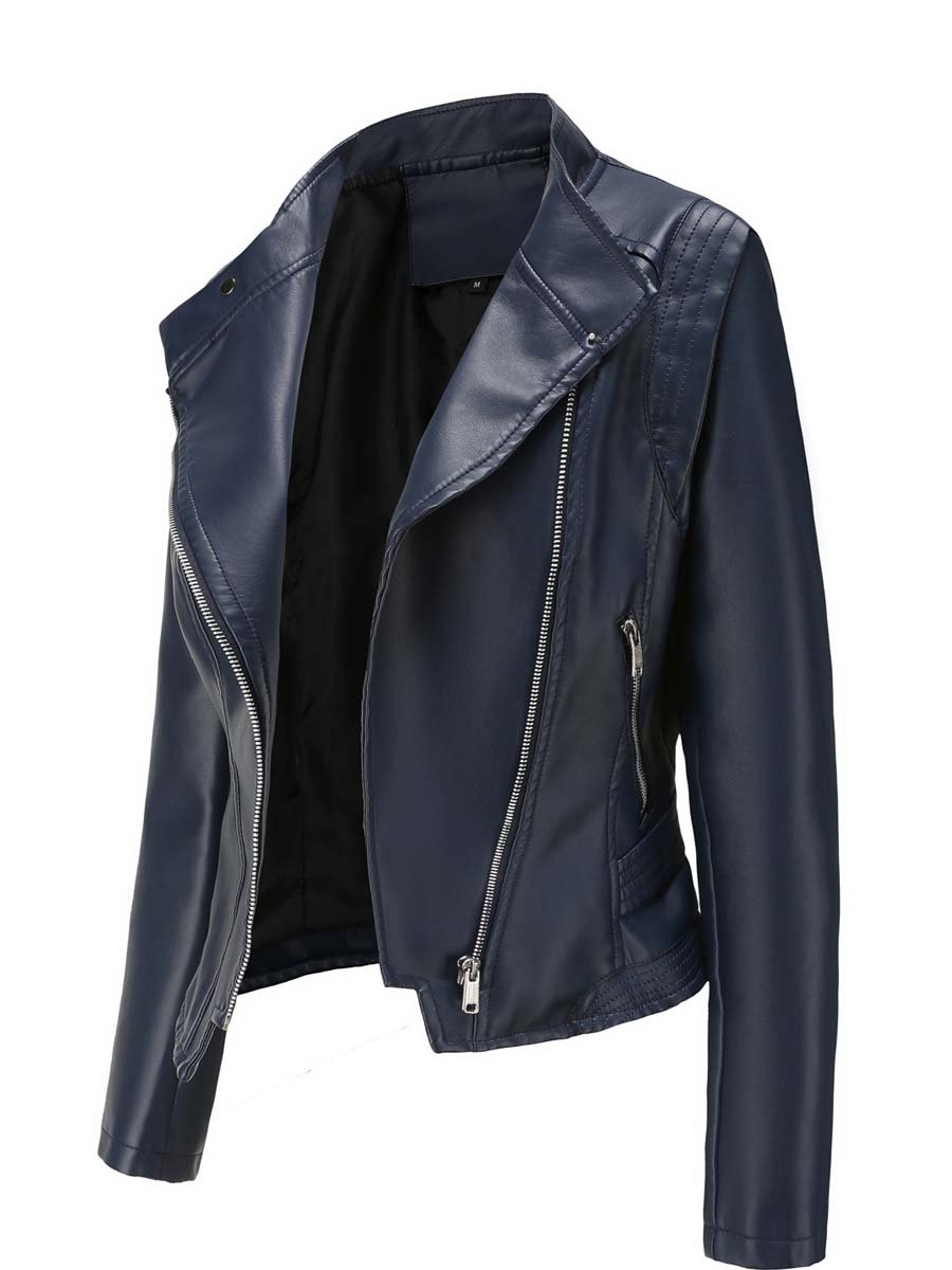 Women's Lapel Slim Leather Jacket