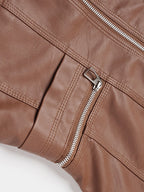 Stylish Slim Fit Stand Collar Biker Leatehr Jacket