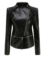 Women's Casual Leather Jacket With Detachable Hem