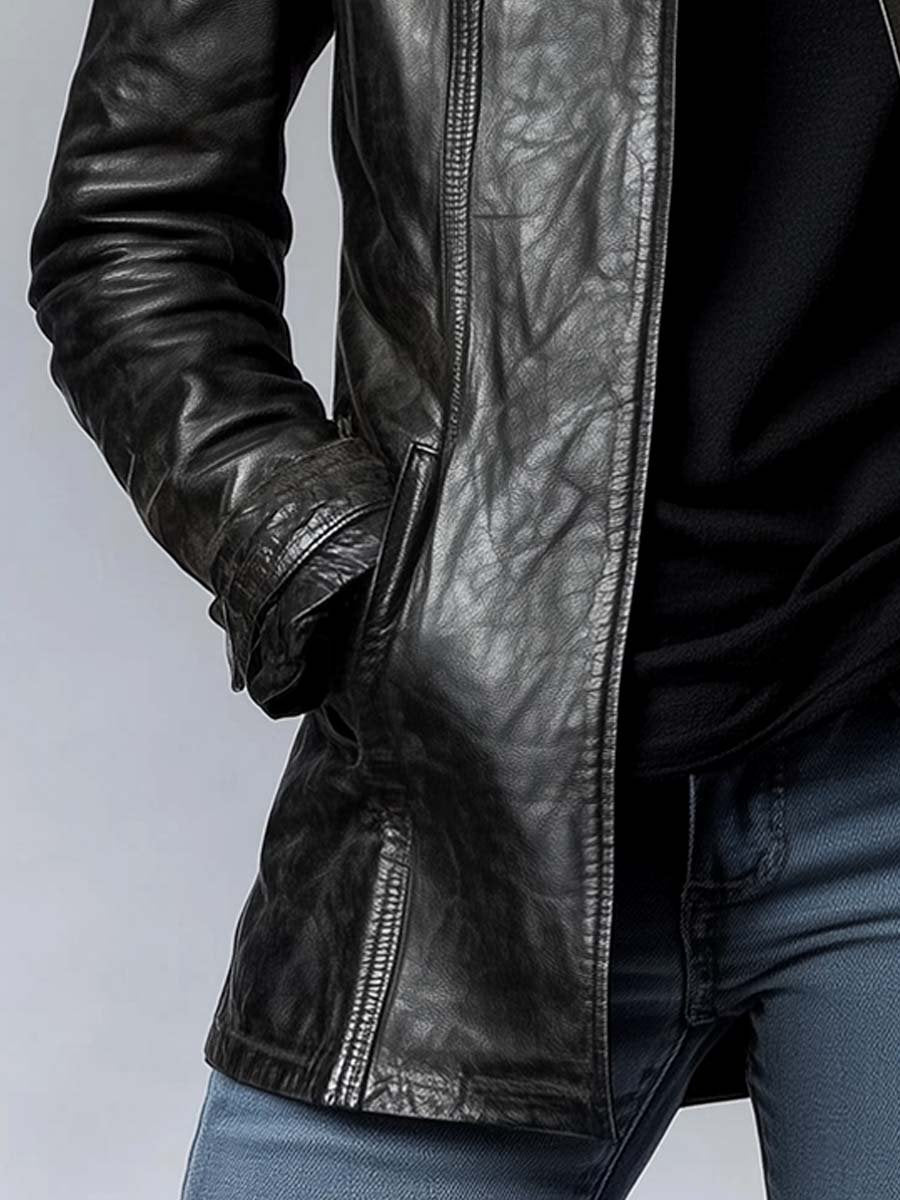 Women's Vintage Stand Collar Faux Leather Jacket