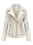Women's Zipper Slim Leather Biker Jacket