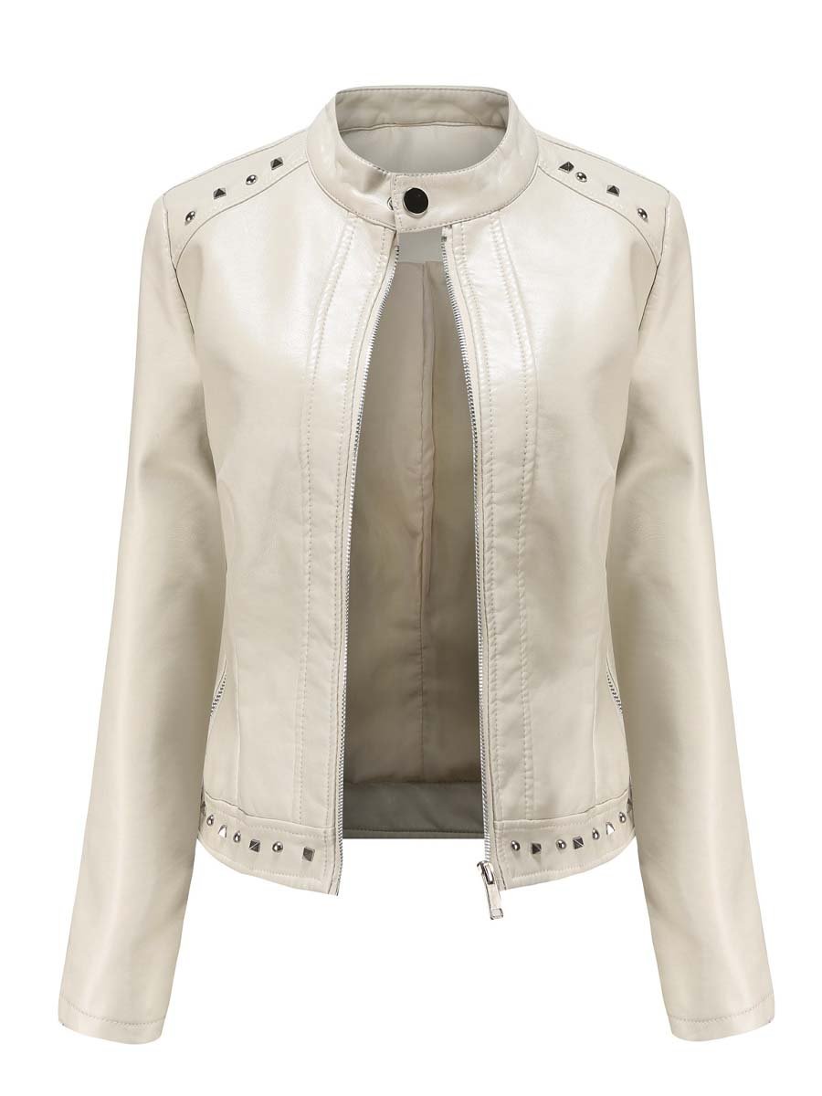 Women's Vintage Riveted Leather Jacket