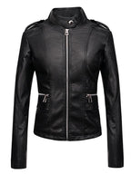 Stylish Slim Fit Stand Collar Biker Leatehr Jacket