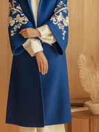 (clearance)Chic Handmade Floral Embroidery Wool Coat
