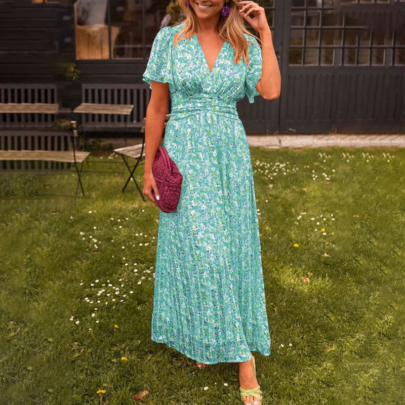 Clymeneona - Classic V-Neck Dress