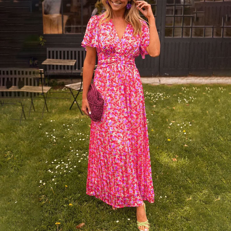 Clymeneona - Classic V-Neck Dress