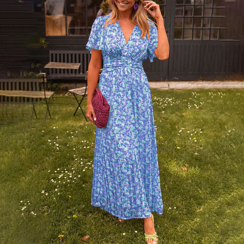 Clymeneona - Classic V-Neck Dress