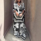Clothoona - Printed Top with V-Neck + Long Pants